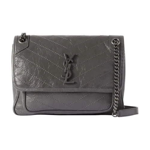 SAINT LAURENT Сумка-хобо из коровьей кожи сумка через плечо сумка на плечо средний размер женский серый белый