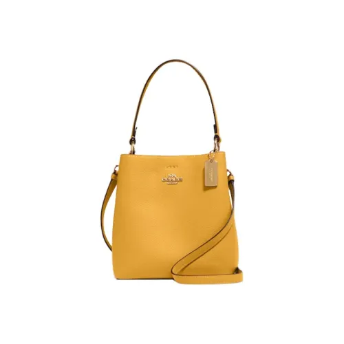 COACH Town Пескоструйная Кожа Ведрообразная Сумка Портативная Сумка через плечо Маленькая Женский Желтый