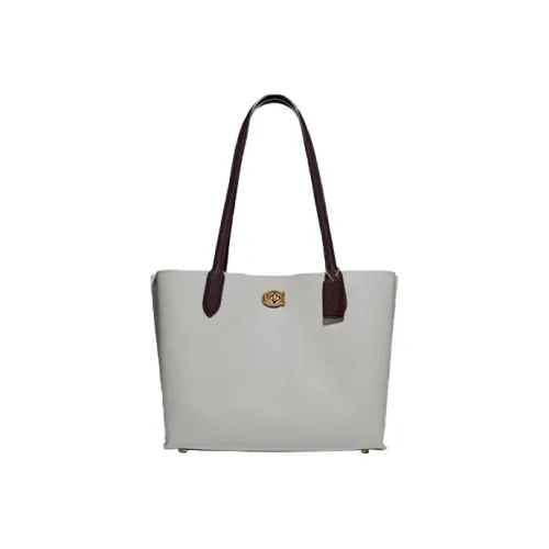 COACH Willow Pebble Кожа Тоут Сумка Сумка для покупок Сумка Сумка через плечо Женская Серый и Черный