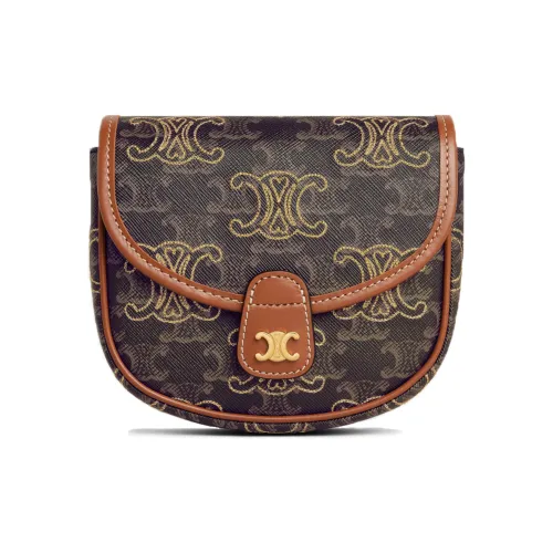 CELINE Сумка через плечо с вышивкой в форме сердца мини женская рыжевато-коричневый