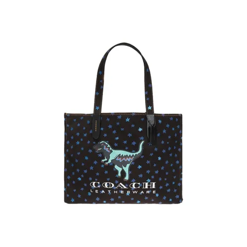 COACH Recycled Tote Холст Тоут Сумка Сумка для покупок Сумка через плечо Большая Женская Черная