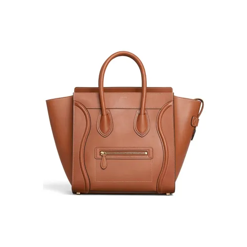 CELINE Сумка из коровьей кожи большая женская рыжевато-коричневая