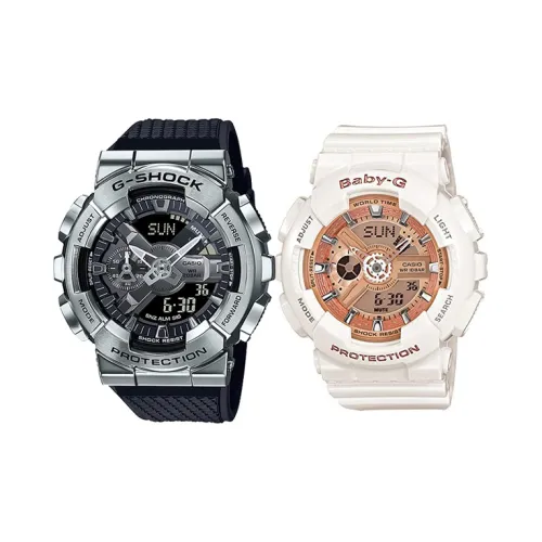 CASIO Парные часы Коллекция GM BA Коллекция Кварцевый механизм Часы Унисекс Черный циферблат GM 110 1A+BA 110 7A1ER