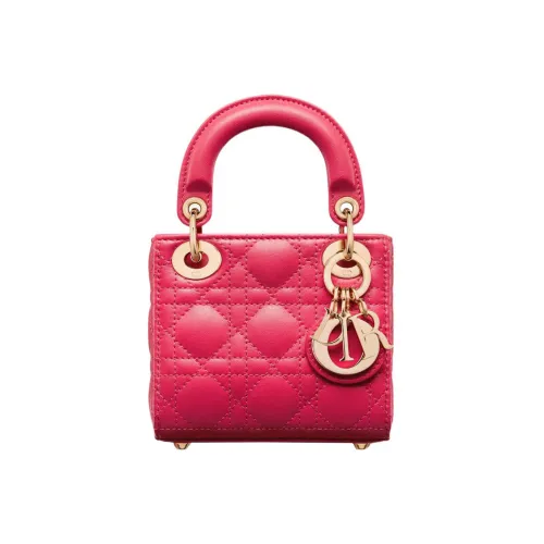 DIOR Lady Dior Sheepskin Сумка Lady Dior Сумка через плечо Сумка мини Женская Розовая