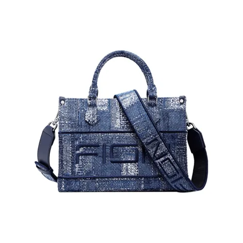 FION Моне Синий Потертый Вышивка Сумка-тоут Сумка для покупок Сумка Сумка через плечо Сумка через плечо Стандартная