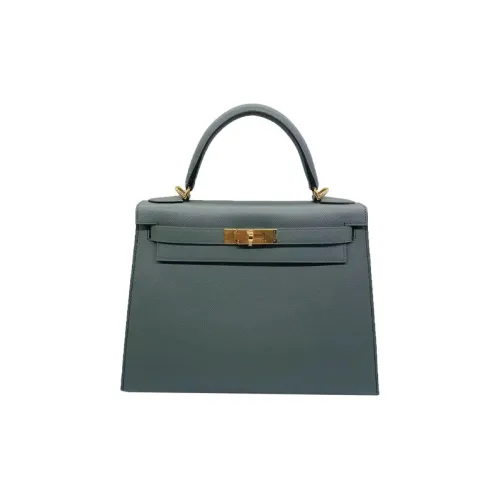 HERMES Kelly Эпсомская кожа Сумка Женская Миндально-зеленая