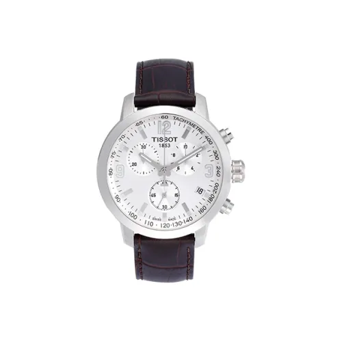 Tissot Junchi 200 Series Кварцевый механизм Мужские часы 42 мм Серебристый циферблат Корпус из нержавеющей стали Кожаный ремешок