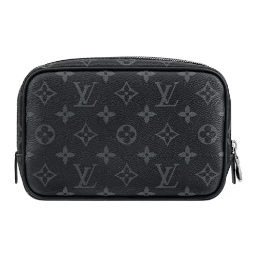 LOUIS VUITTON Сумка для туалетных принадлежностей из коровьей кожи косметичка унисекс черного цвета