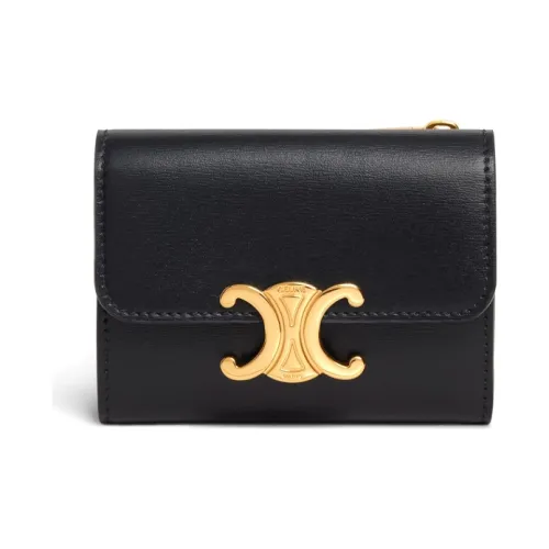 CELINE Блестящая кошелек из коровьей кожи женский черный