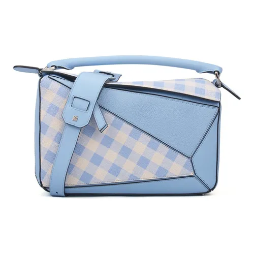LOEWE Пазл Телячья кожа Пазл Сумка Геометрический Сумка Сумка через плечо Сумка через плечо Женская Синий Белый Candy Color