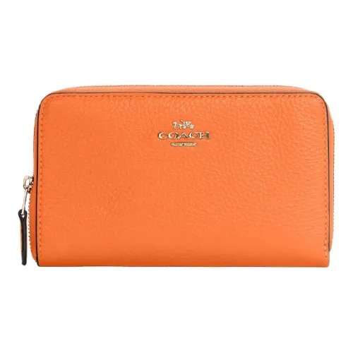 COACH Id Zip Wallet Кожа Кошелек Средний Женские Конфетный цвет Апельсин