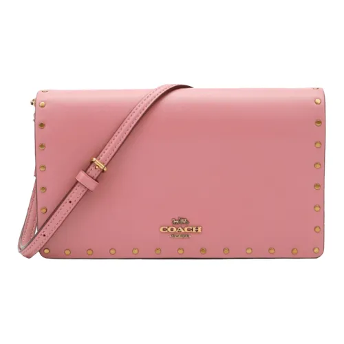 COACH Hayden Кожа Сумка с цепочкой Сумка через плечо Средняя Женская Камео Коричневый Розовый