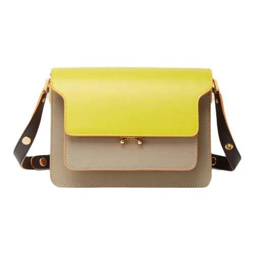 MARNI Основная часть Коровья кожа Сумка на плечо Женская Желтая и Серая