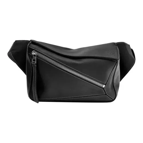 LOEWE Пазл Мягкая Корова Кожа Геометрическая Сумка Сумка через плечо Слинг-сумка Сумка на пояс Маленькая Мужская Черная