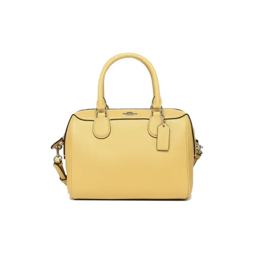 COACH Bennett Корова Кожа Бостон Сумка Ручная Сумка Сумка через плечо Средняя Женская Лимонно-желтый