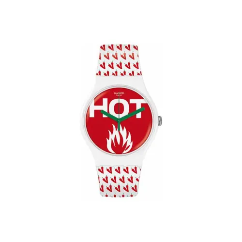 Swatch Quartz Механизм Унисекс Часы 41 мм Красный Циферблат Часы Пластиковый Корпус Часы Силиконовый Ремешок