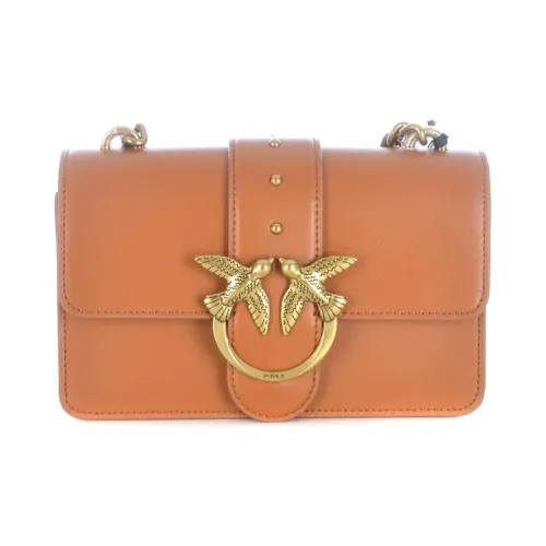 PINKO SIMPLY GRAIN LEATHER Swallow Сумка Сумка через плечо Сумка на плечо Женская Оранжевая Желтая