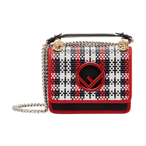 FENDI Kan I Кожа Сумка через плечо Сумка на плечо Мини Женская Черная Красная
