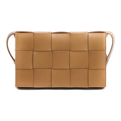 Bottega Veneta Cassette Sheepskin Tofu Handheld Crossbody Bag Shoulder Bag Women's Caramel Brown