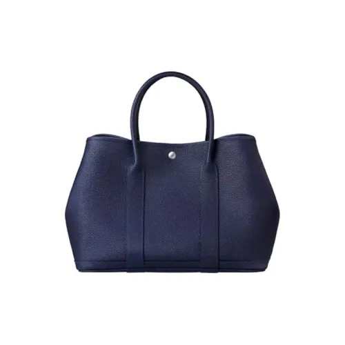 HERMES Garden Party Корова Кожа Сад Сумка 36 Унисекс Полночь Синий