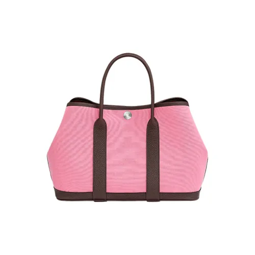 HERMES Garden Party Двухтонная сумка из коровьей кожи женская розовая коричневая