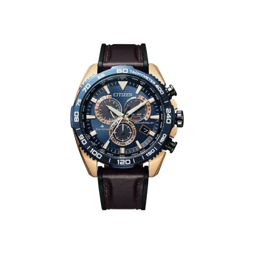 CITIZEN PROMASTER Series Светильник Кварцевый механизм Коровья кожа Ремешок Часы Мужские Синий циферблат CB5039 11L