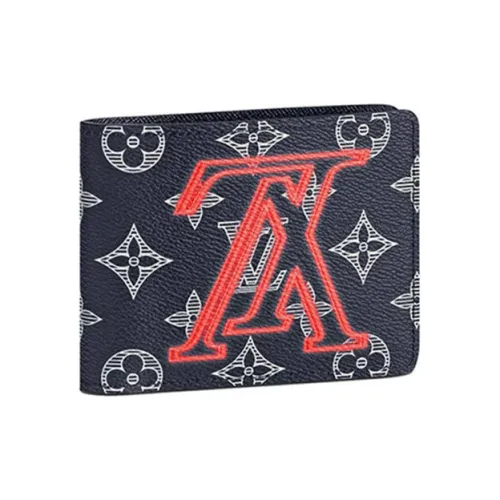 LOUIS VUITTON Multiple Монограмма Холст Кошелек Мужской Морской Синий Розовый