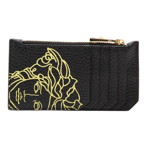 VERSACE Кожа Coin Pouch Key Pouch Мужской Черный