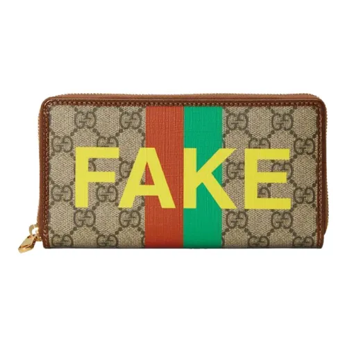 GUCCI Canvas с кожаными вставками кошелек унисекс коричневый