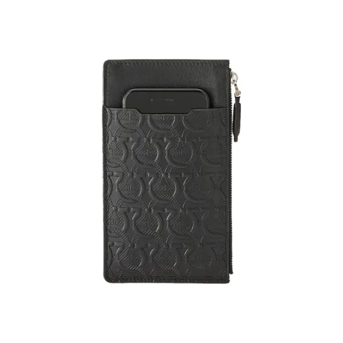 Ferragamo Чехол для телефона из коровьей кожи держатель для карт кошелек для монет унисекс черного цвета
