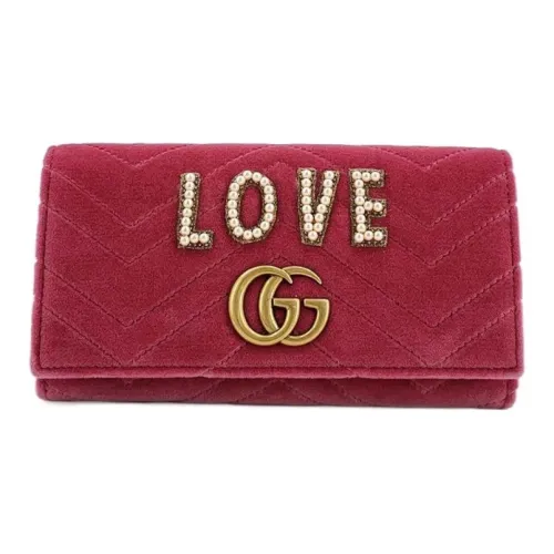 GUCCI GG Marmont Quilted Бархат Кошелек Женские Красный