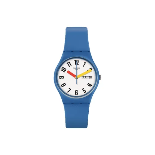 Коллекция SWATCH ORIGINALS Кварцевый механизм Унисекс Часы 39,2 мм Белый циферблат Пластиковый корпус Часы Силиконовый ремешок