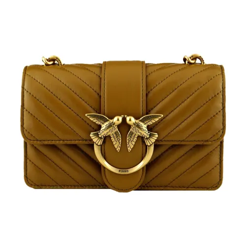 PINKO Quilt Овечья шкура Swallow Сумка Сумки через плечо Сумка через плечо Мини Женская Коричневый