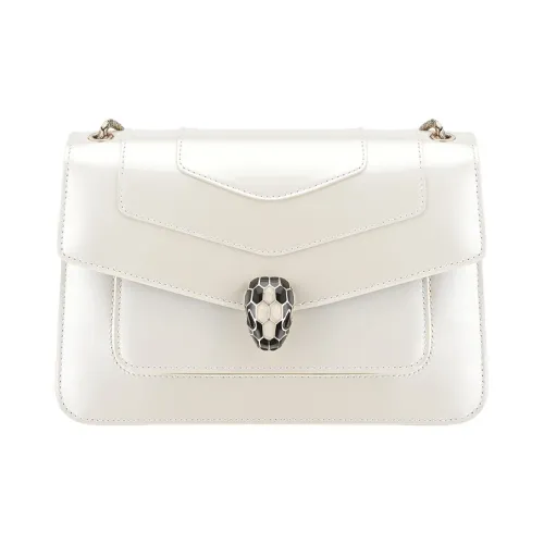 BVLGARI Serpenti Forever Сумка через плечо из коровьей кожи среднего размера Женская Белая