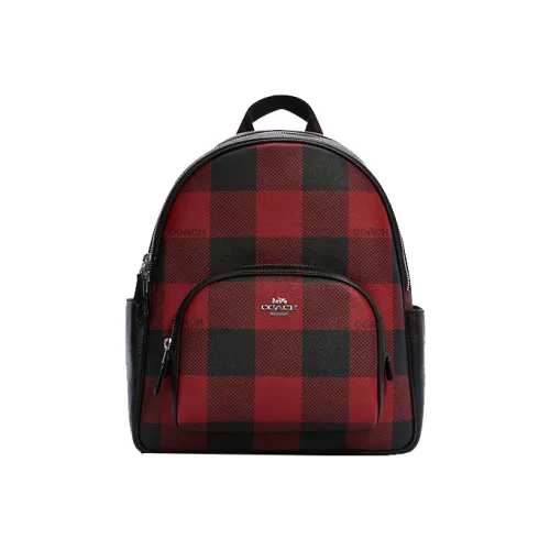 COACH Court с принтом покрытый холст кожа вставки рюкзак женский черный красный