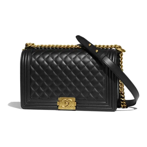 CHANEL LEBOY Телячья кожа Сумка через плечо Большая Женская Черная