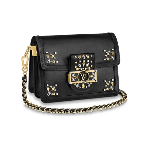 LOUIS VUITTON Dauphine Рельефная Телячья Кожа Сумка через плечо Сумка на плечо Женская Черная