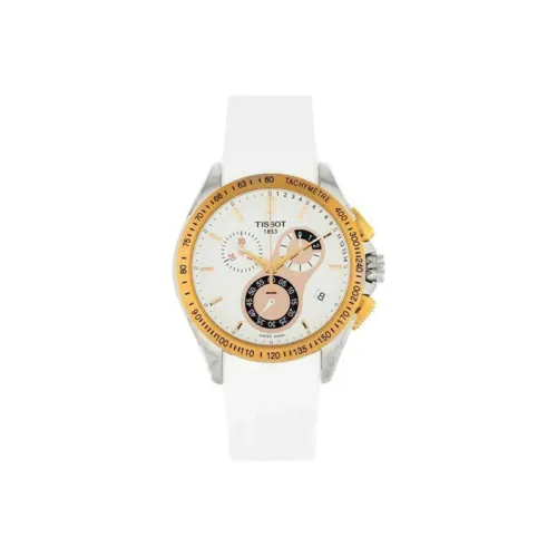 TISSOT Sports Collection Кварцевый механизм Мужские часы Циферблат 45,7 мм Белый корпус Нержавеющая сталь Резиновый ремешок