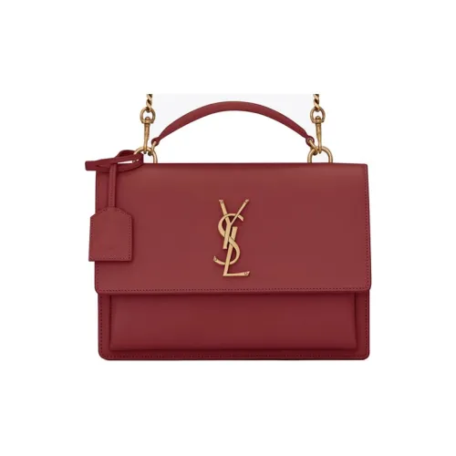 SAINT LAURENT Sunset Smooth Leather Sunset Bag Crossbody Bag Medium Women's Red