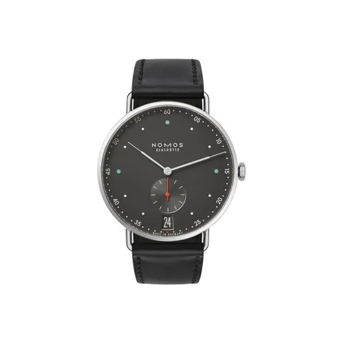 NOMOS Metro Ручной механизм Мужские часы Циферблат Черный Нержавеющая сталь Корпус часов Ремешок из натуральной кожи