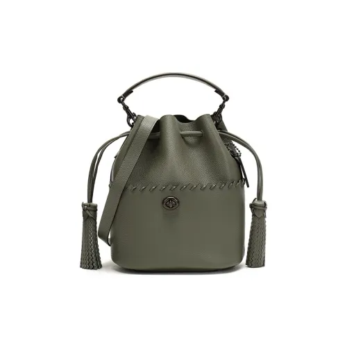 COACH Lora Кожа Шнур Ведрообразный Tassel Сумка Сумка Сумка через плечо Женская Зеленая