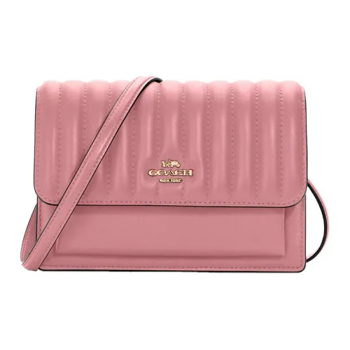 COACH Foldover Кожа Бананка Аккордеонная сумка Сумка через плечо Маленькая Женская Вишневый цветок Розовый