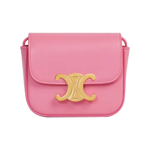 CELINE Claude Блестящая сумка через плечо из коровьей кожи мини женская розовая