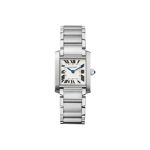 Cartier TANK DE Кварцевый механизм Женские часы 30*25 мм Белый циферблат Корпус из нержавеющей стали Ремешок из нержавеющей стали