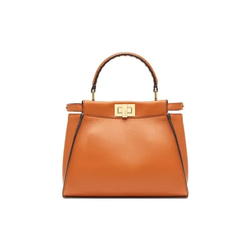 FENDI Peekaboo Сумка через плечо из телячьей кожи мини-сумка для женщин коричневый