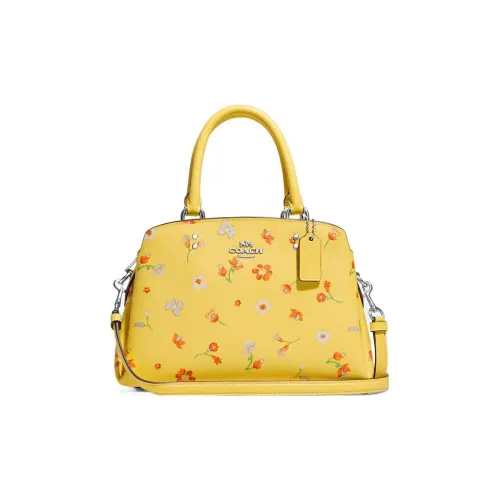 COACH Lillie Холст Покрытие Кожа Вставка Сумка Сумка через плечо Сумка через плечо Большая Женская Ярко-желтая