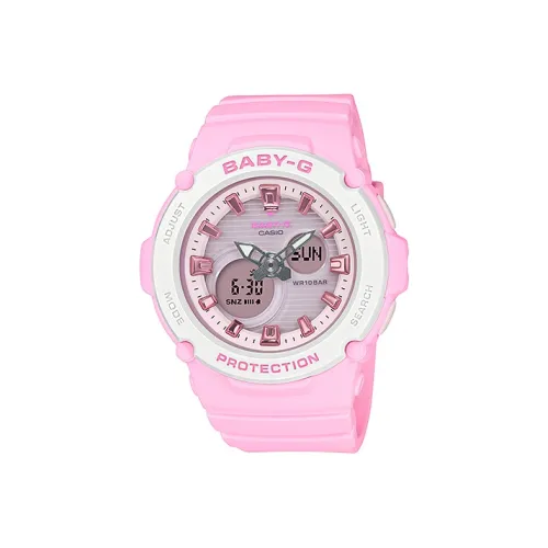 CASIO Малыш G Коллекция Кварцевый механизм Смольный ремешок Часы Женские Розовый циферблат Часы BGA 270 4A