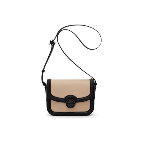 CHARLES KEITH Microfiber Synthetic Leather Tofu Bag Crossbody Bag Women's Beige Black CHARLES KEITH Микрофибра Синтетическая Кожа Тофу Сумка через плечо Женская Бежевая Черная