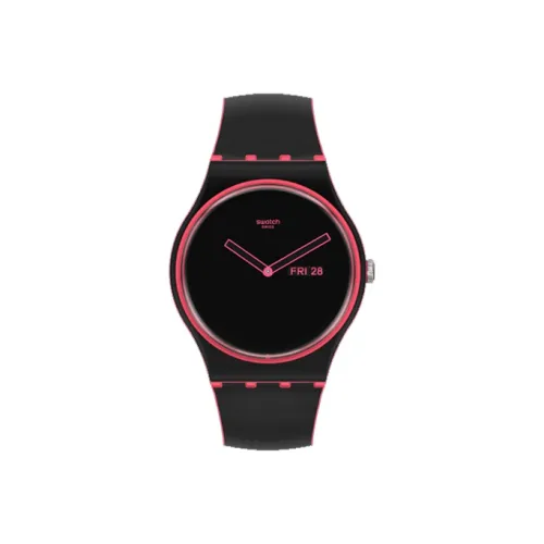 SWATCH Monthly Drops Series Кварцевый механизм Унисекс Часы 41 мм Черный циферблат Биоматериал Корпус Часы Силиконовый ремешок