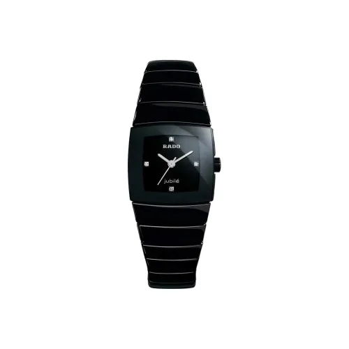 RADO Silver Diamond Collection Кварцевый механизм Женские часы 22,1 мм Черный циферблат Керамические корпуса Керамический ремешок